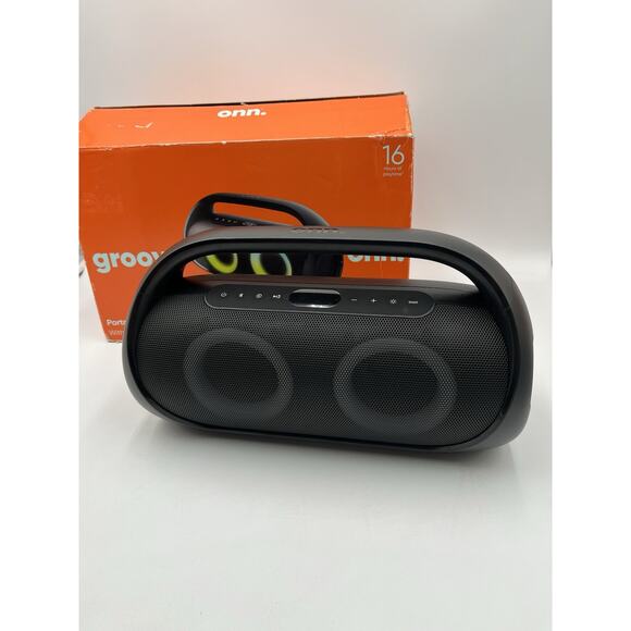 Onn Portable FM Boombox Bluetooth with LED Lighting / Without USB-C Power Cable - Picture 1 of 9